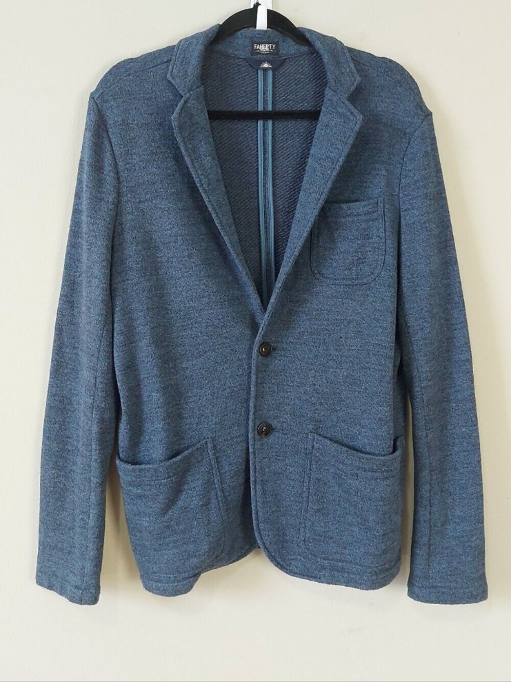 Faherty Men Reserve Inlet Blazer Medium Preppy Blue Pockets Two Button Jacket